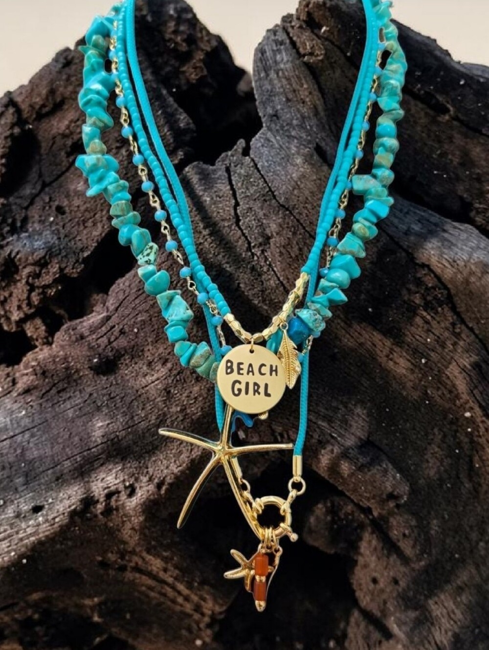 SET! Multi Layer Beaded  BEACH GIRL Necklace -